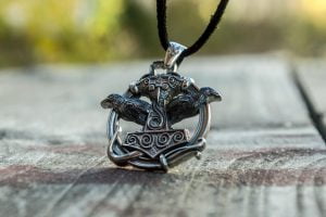 Collier Viking Marteau Double Face Raven en Argent