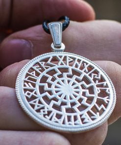 Collier Viking Soleil Noir Runique en Argent